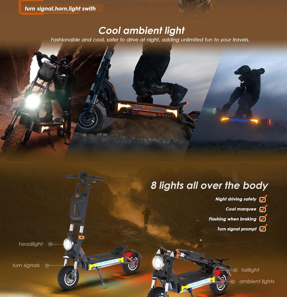 Elektroroller Faltbar Kukirin G4 Max 2000Wx2 Doppelmotor Höchstgeschwindigkeit 86Km/h 60V 35.2AH Maximale Reichweite 95Km Belastung 150Kg