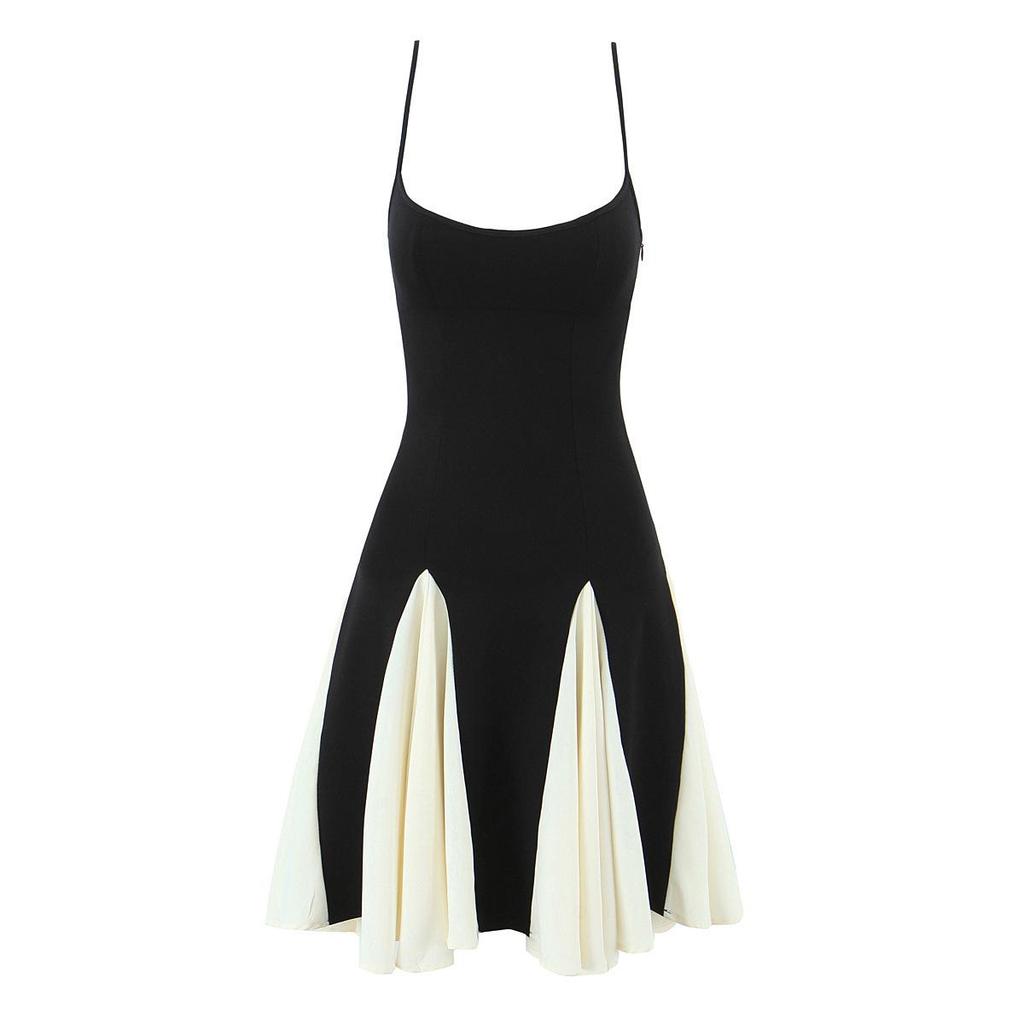 2025 Černo-bílé šaty na šle: Styl královské sestry, Hot Girl Slim Fit, Dlouhé a krátké varianty