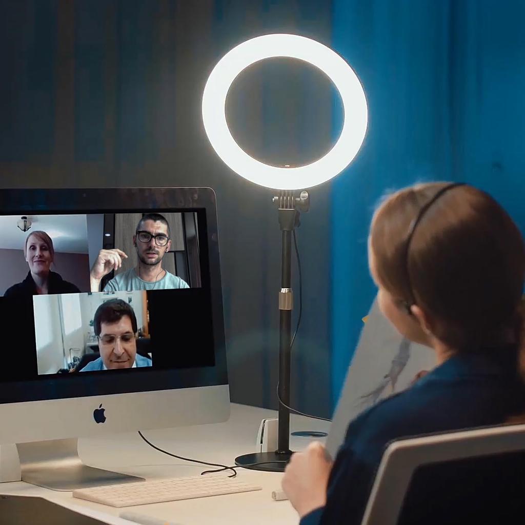 [Lighting for ZOOM, Video Conferencing, and Teleworking] Ring Light, Desktop Stand, Height Adjustable, 3 Color Modes, 10 Brightness Levels, 1500 Lumen