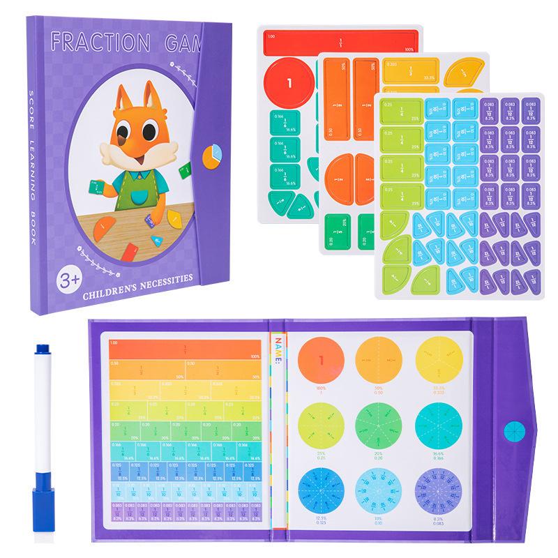 Children s Magnetic Fraction Learning Book: Math Addition & Subtraction Teaching Aids