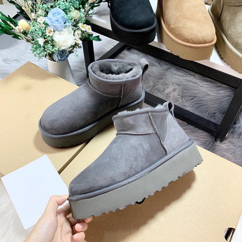 Classic Ultra Mini Platform Women Boots Snow Leather Suede Wool Comfort Winter Boots Woman Fur Slippers Boots for Women