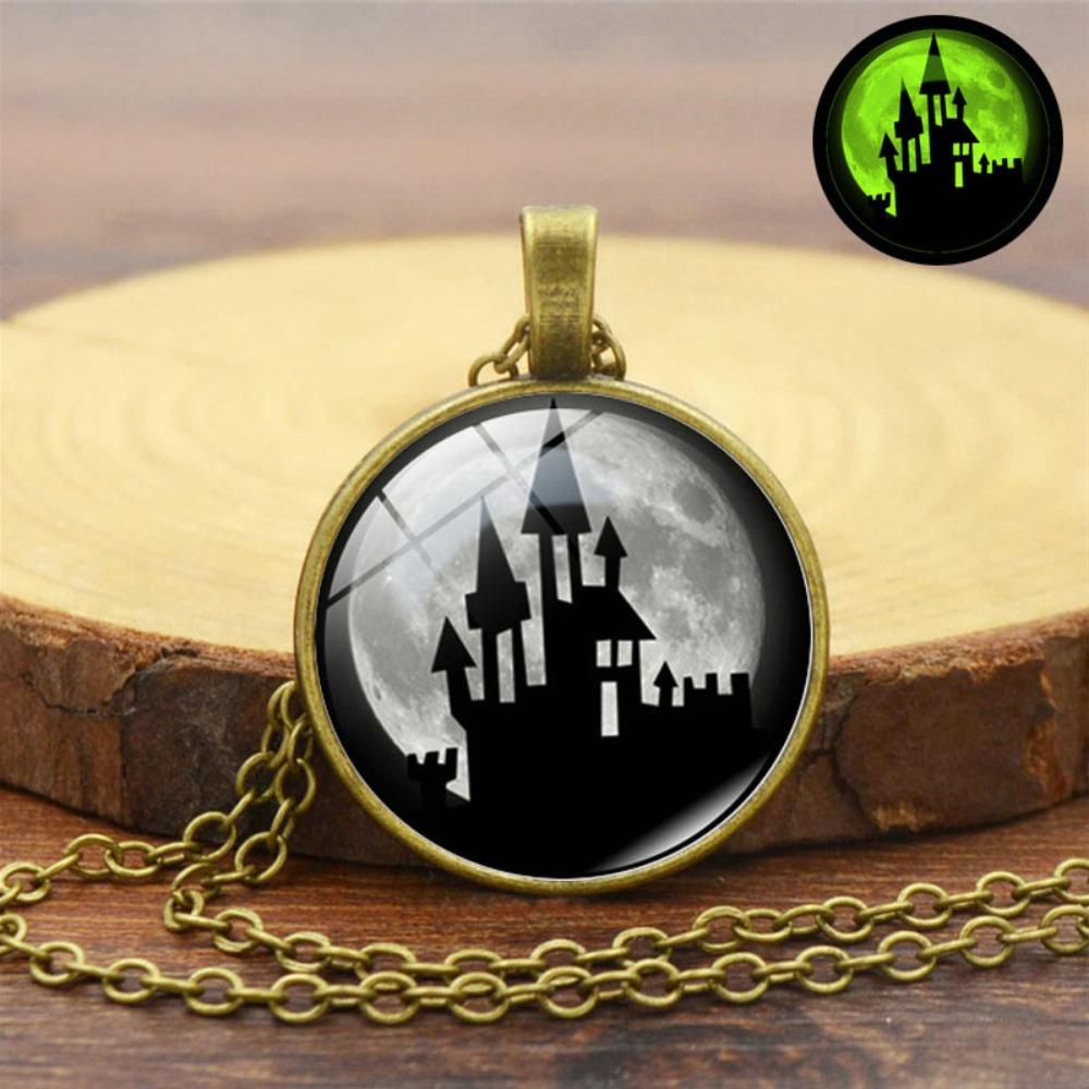 

Светящийся кулон ожерелье Хэллоуин Дикие ретро аксессуары ювелирные изделия золотой