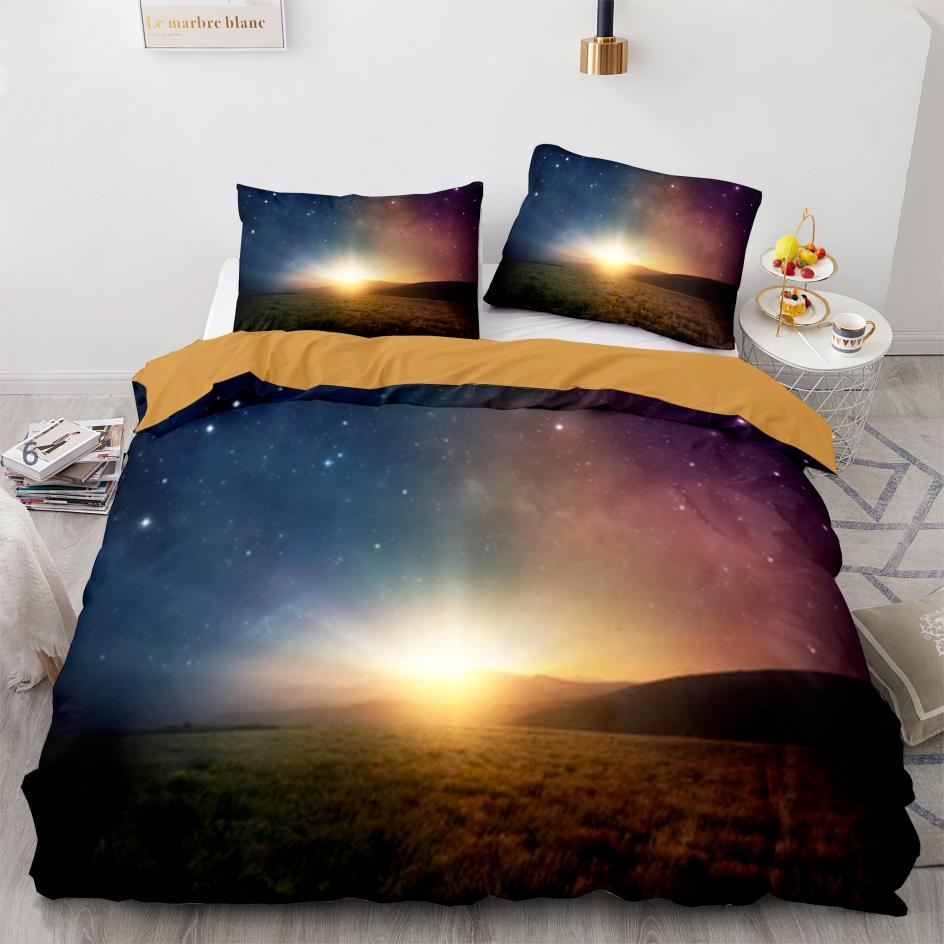 Starry Sky Duvet Cover Twin Size Universe Decor Twin Bedding Set Microfiber Outer Space Theme Milky Way Galaxy Comforter Cover