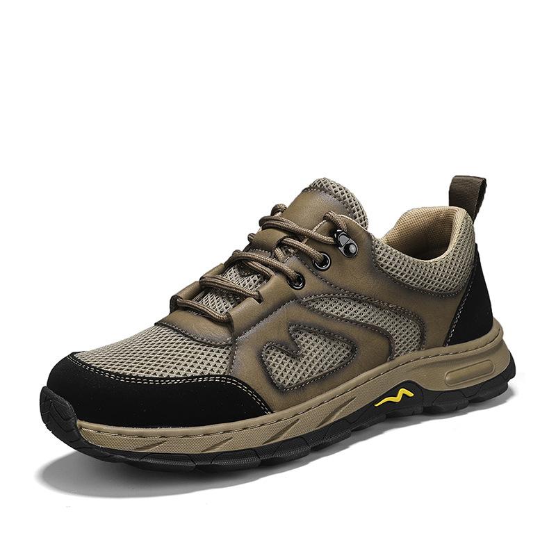 

Весна и лето, новые однотонные повседневные туфли для активного отдыха, мужские туфли на шнуровке с круглым носком, рабочие страховочные туфли с низким верхом, износостойкие спортивные походные туфли 43