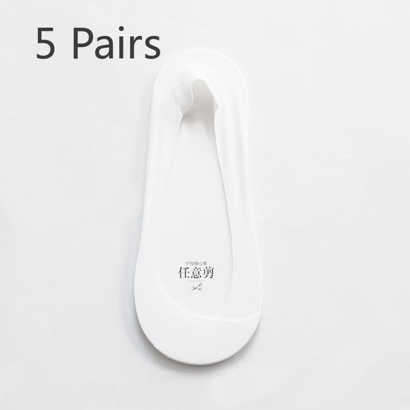 5 Paar Eis Seide Bootssocken Damen Sommer Dünne Rutschfeste Fersen Socken Socken Flacher Ausschnitt Unsichtbare Socken