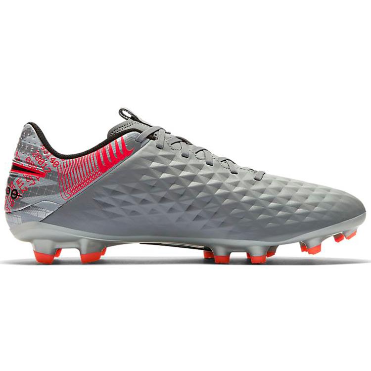 Nike Tiempo Legend 8 Academy MG 'Metallic Grey Crimson' (Unisex) Metallic Bomber Grey / Particle Grey / Laser Crimson / Black Soccer Shoes