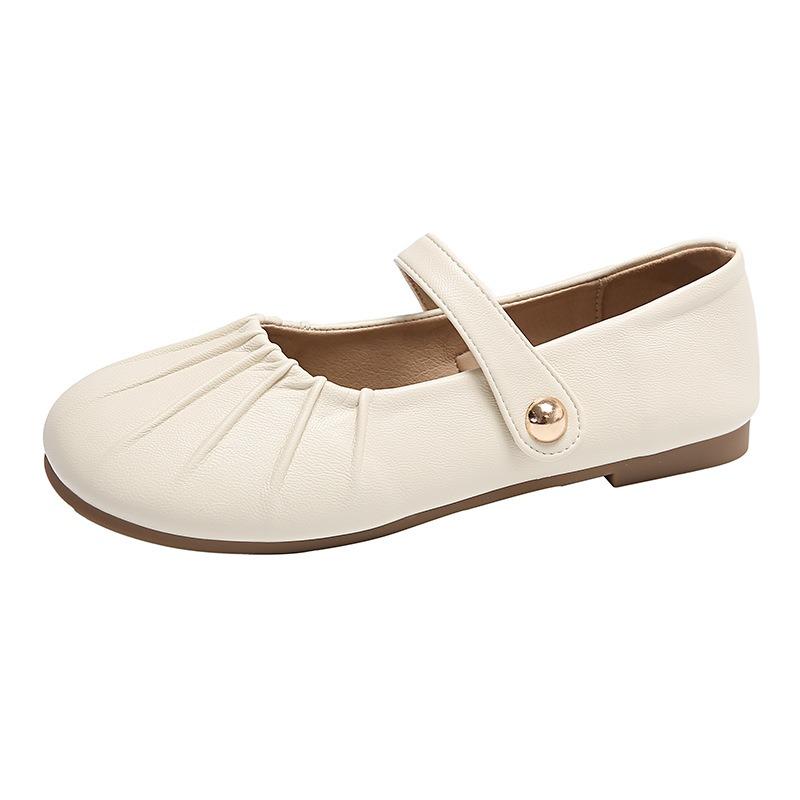 Retro Mary Jane-skor dam höst grund mun mjuk sula små läderskor platt botten med kjol enskilda skor dam
