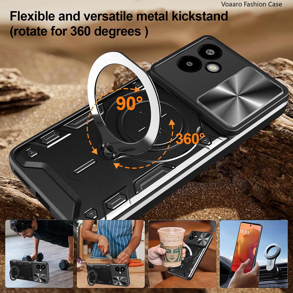 Slide Lens Armor Funda for Samsung Galaxy F06 5G Case for Samsung Galaxy M06 5G A06 4G A05 Case Magnetic Ring Stand Holder Cover