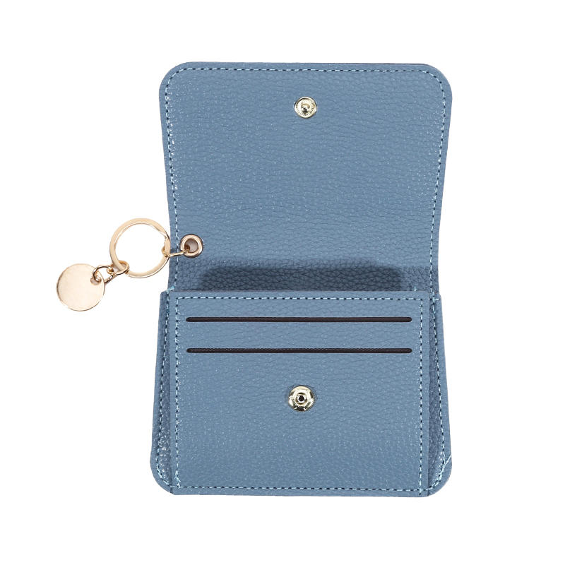 Ladies' Simple PU Leather Mini Zip Around Wallet Solid Color Slim Card Holder Coin Purse with RFID Blocking