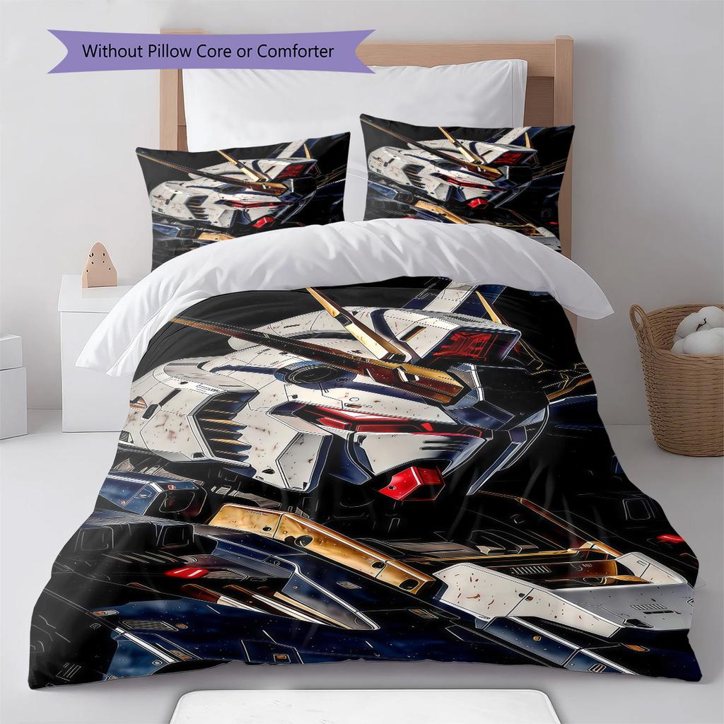 Gundam Cool Robot Style Bedding Set Anime Duvet Cover Polyester Soft Comforter Bedroom Set -QJY