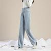 High-Waisted Wide-Leg Jeans with Velvet Lining for Women - Autumn/Winter Collection