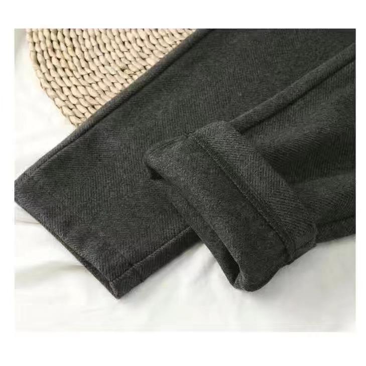 Women's Autumn and Winter Tweed Pants Solid Color High Waist Thin Casual Suit Pants