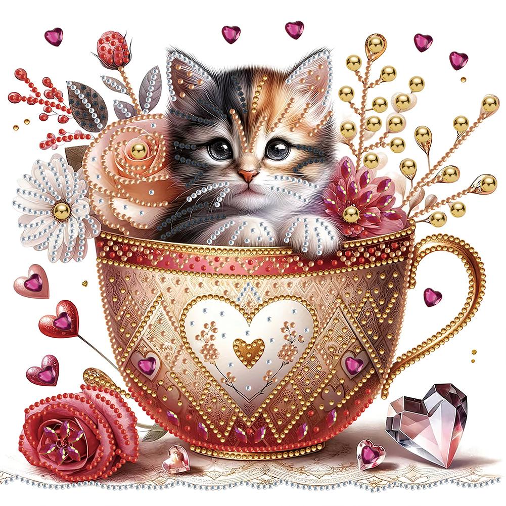 5D DIY Partial Special Shaped Drill Diamond Painting Kit Cup Cat Decoration