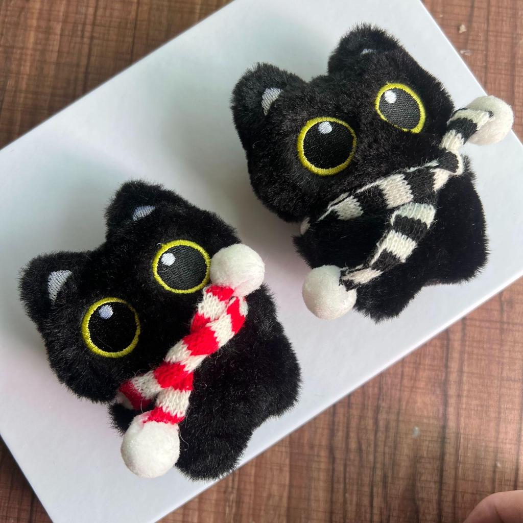 Cartoon Black Cat Plush Toy & Squeaky Bag Charm - Cute Kitten Ornament Gift