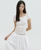 LUCIR ZU Boatneck Bolero Knit Top (Ivory)