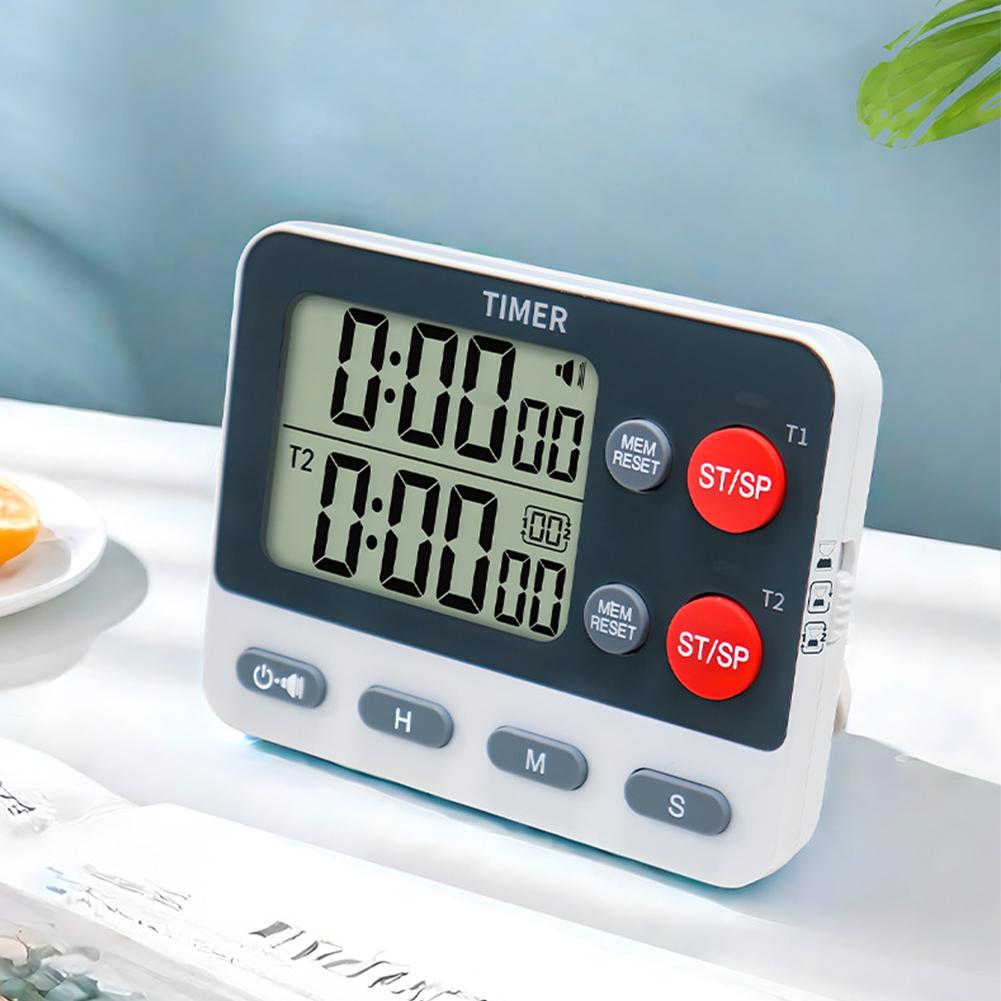 Timer Digitale Doppio Multifunzione Conto alla Rovescia/Su con Funzione Memoria Timer da Cucina per Palestra Ufficio Laboratorio bianco