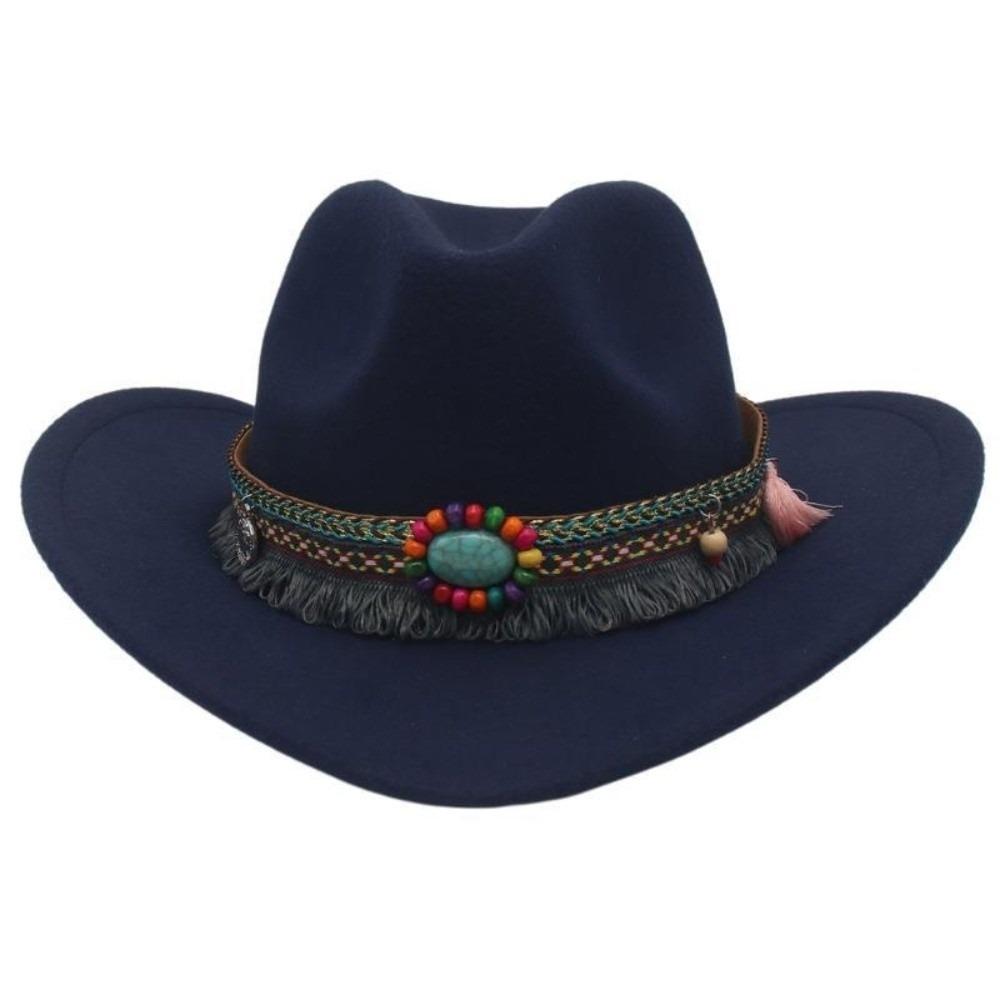 Woolen Western Cowboy Hat Solid Color Party Cosplay Hat Simple Cowgirl Jazz Hat Bucket Hats