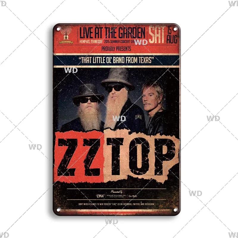 Tin Sign ZZ TOP Rock N Roll Poster Decorative Plaque Metal Signs Retro Vintagge Wall Plate For Home Club Pub Gift Wall Decor