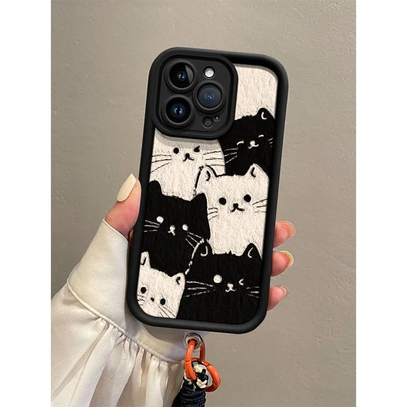 3D Bow Black Cat Lanyard Case For Honor 200 300 400 Pro MAGIC 90 7 Lite 5 6PRO X9C Smart X9 X7 20 Nova5T cover Soft Shockproof