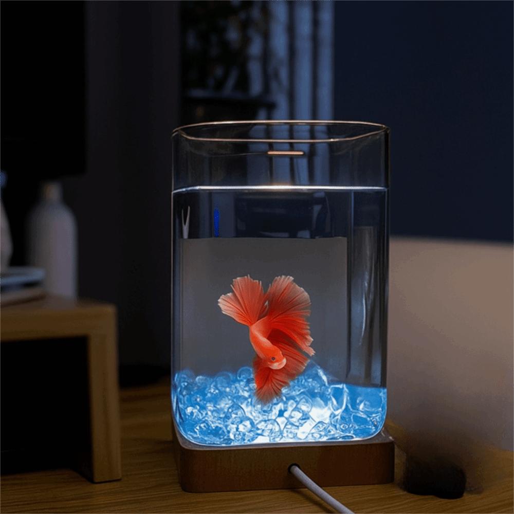 High Transparency Betta Fishtank Round/Square Ecological Tank Desktop Fish Tank  Desktop Decoration