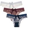 3 Pcs/Lot Women's Lace Bow Thongs Sexy Low Waist Panties Underpants
