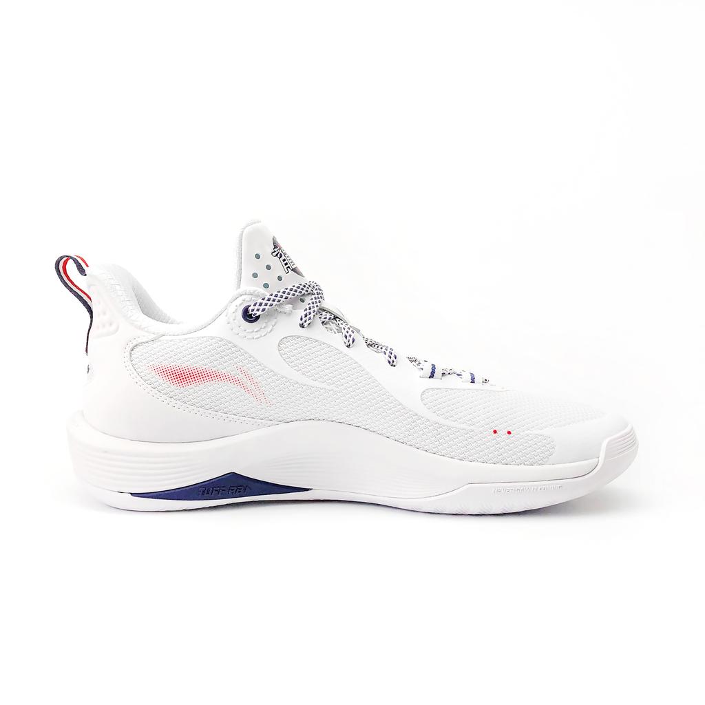 New LiNing Shining CBA Guangzhou Southern Tigers PE Slip Resistant Balance Low Top Basketball Shoes Unisex White Blue ABPU001-13