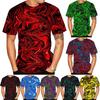 Summer Round Neck 3D Swirl Print Top Fashionable Casual Short Sleeved Men's T-shirts