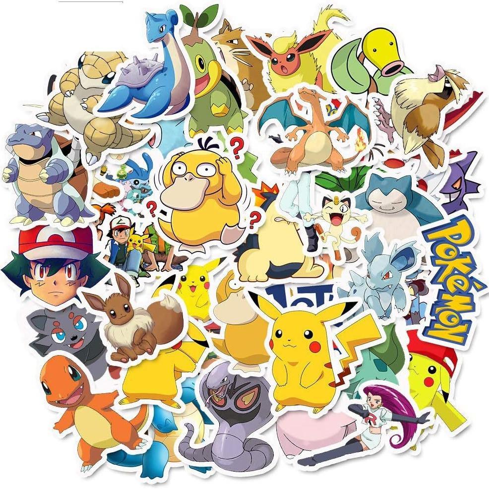 50 Pokémon Stickers For Children, Cute Pets, Pokémon Graffiti, Pikachu, Computer Suitcase