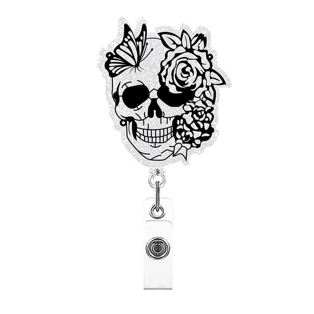 Halloween Chest Skeleton Coffee Retractable Badge Reel For Nurse Doctor Card Holder Accessories Supplies Name Card Clips Gift