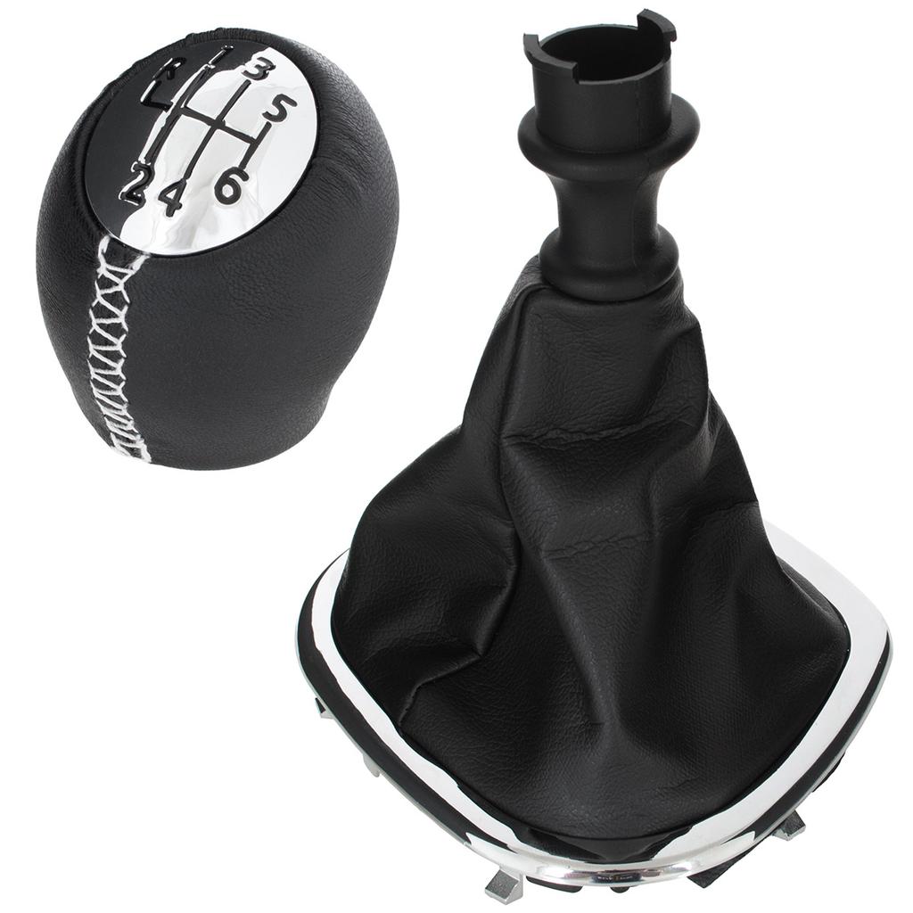 Renault Trafic III 14-19 Gear Shift Knob, Black & Chrome with Black Gaiter with Chrome Frame, 6 Speed