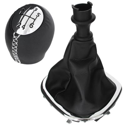 Renault Trafic III 14-19 Gear Shift Knob Black & Chrome with Black Gaiter, Chrome Frame, 6-Speed