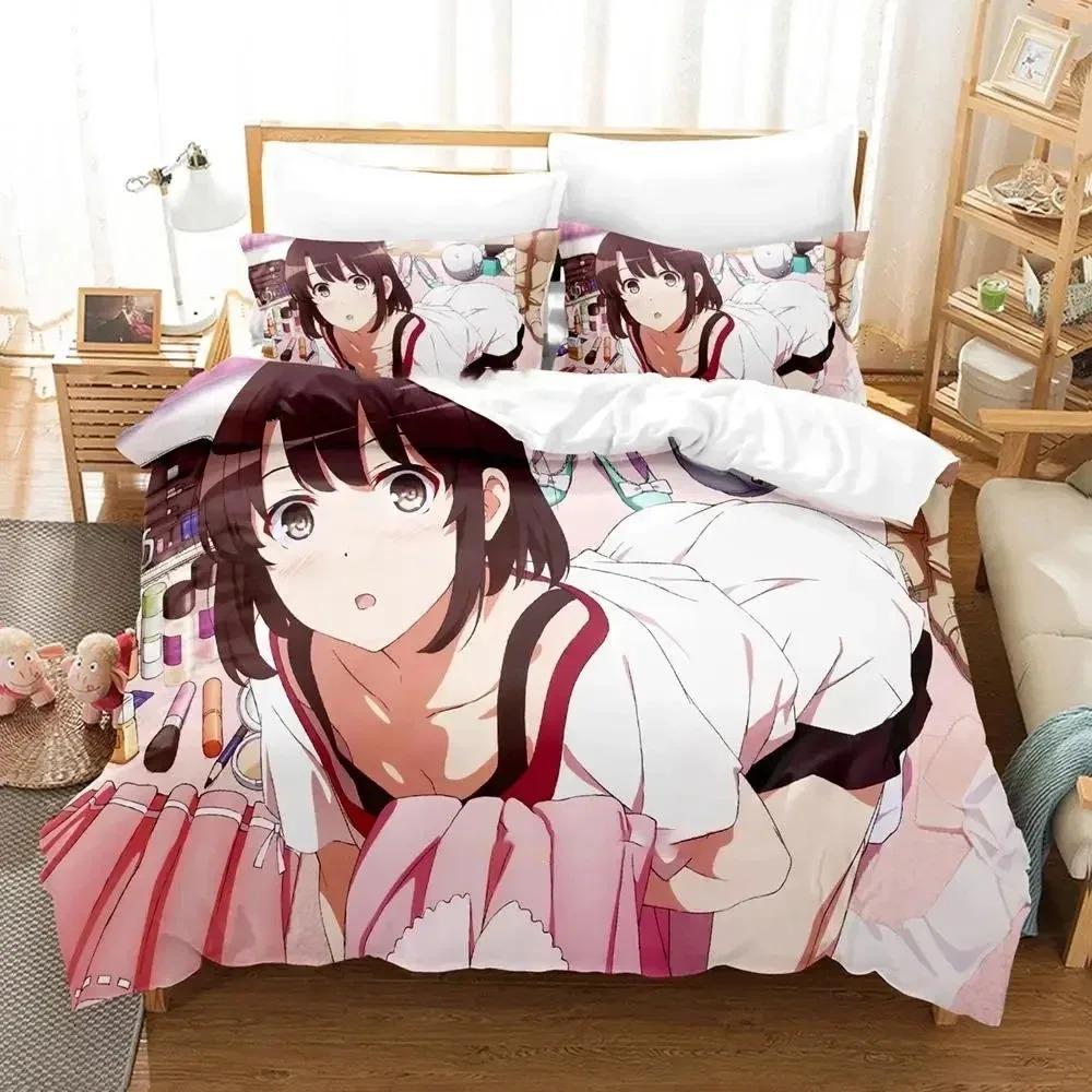 3D Anime Megumi Kato Saekano Bedding Collection Duvet Cover Bed Collection Quilt Cover Pillowcase Comforter King Queen Size Boys Adult Bedding