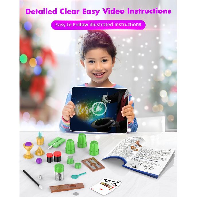 Magic Kit for Kids, 300+ Magic Tricks Perfect Toy for Boys and Girls, Magic Wand Magician Set with Instruction Manual and Video for Beginners Ages 6