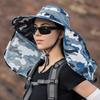 Outdoor Activity Camouflage Bucket Hat with Removable Shawl Unisex Summer Large Brim Sun Hat Water Resistant Quick-Drying Hiking Fishing Hat