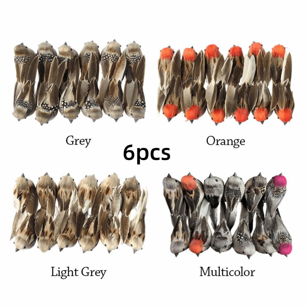 6PCS with Clips Simulation Sparrow Multicolor Artificial Bird Model Home Decoration