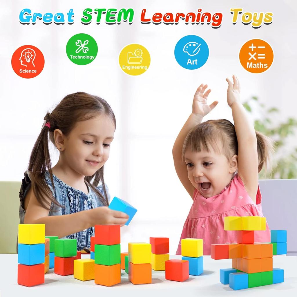 Magnetic Blocks,1.41 inch Large Building Blocks for Kids Ages 3-5 4-8 Sensory Magnetic Cubs for Kids 1-3 Preschool Educational Gifts Toys for