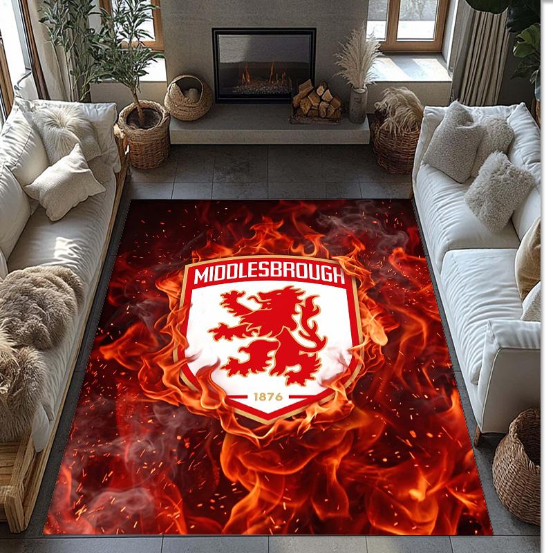 Tappeto Morbido per Pavimento Antiscivolo Decorazione Sportiva Middlesbrough FC Calcio Calcio Pattern per Camera da Letto