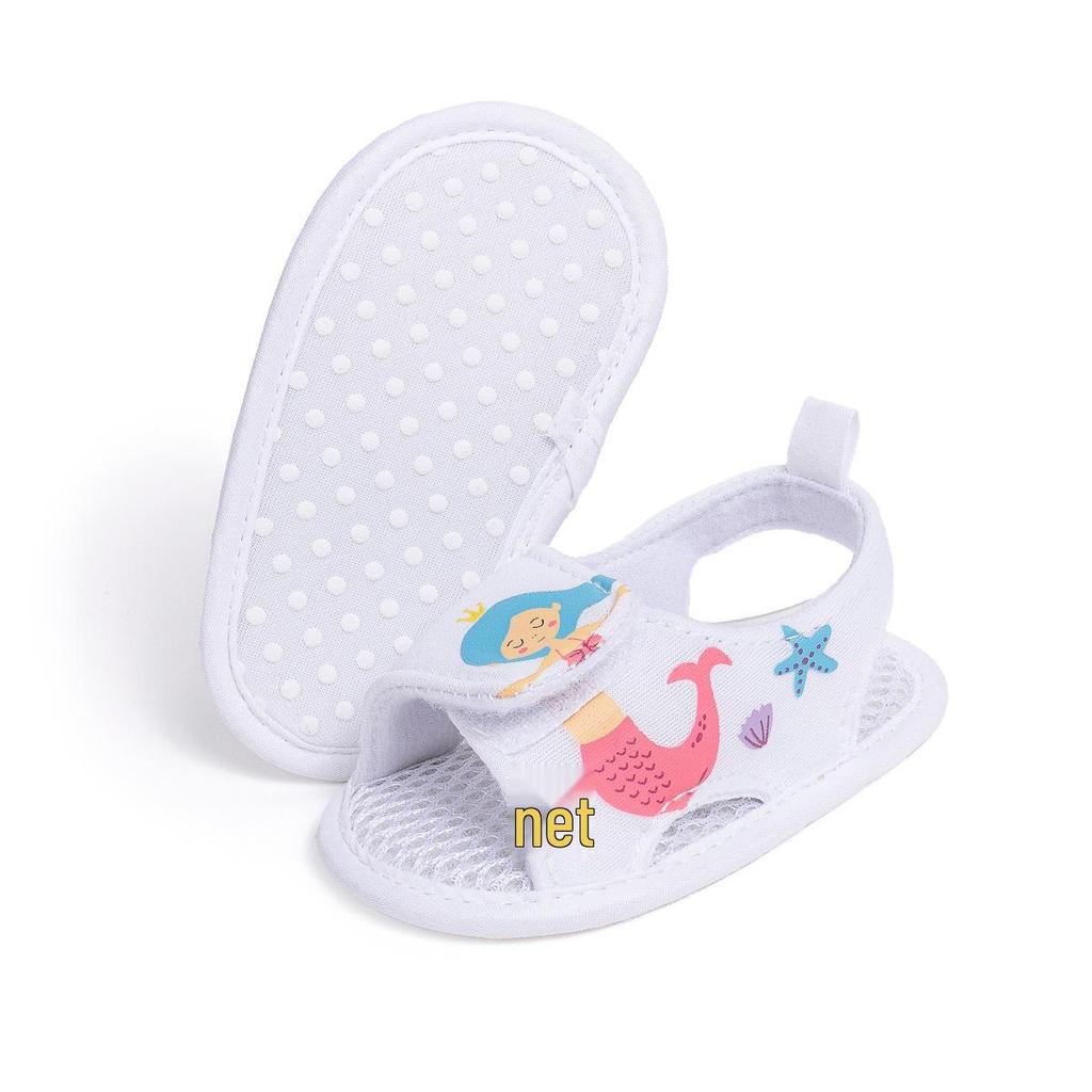 Breathable Cartoon Open-Toe Baby Walking Sandals with Velcro and Soft Sole