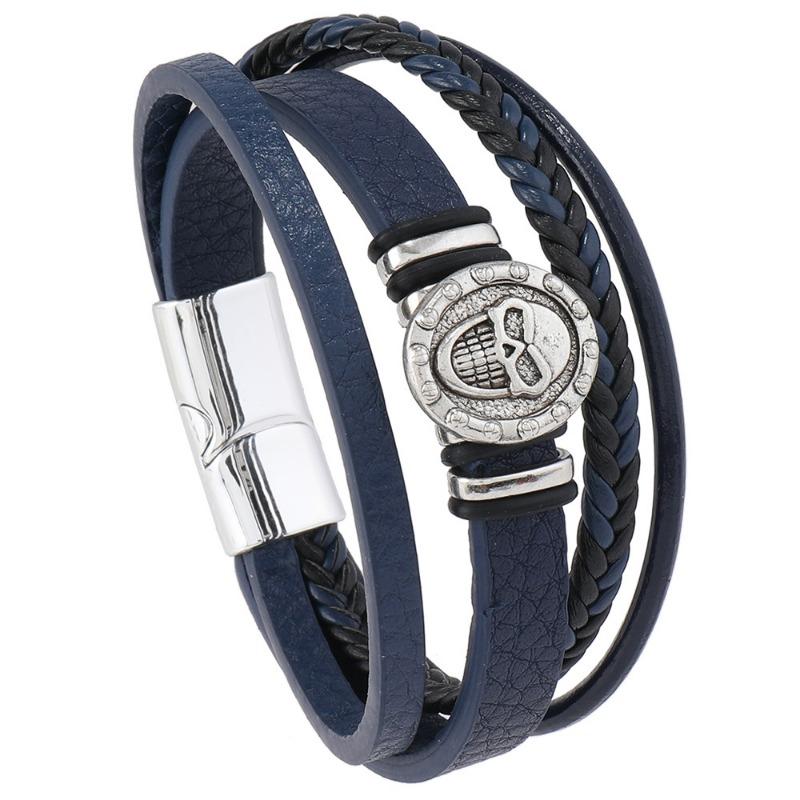 EMU new product personalized fashion hand-woven leather skull magnetic bracelet bracelet bracelet