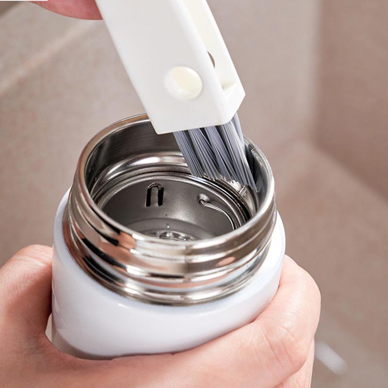 Multi-Functional Thermos Bottle & Cup Cleaning Brush - 3-in-1 Design for Mouth, Cover Groove, and Stain Gap Cleaning