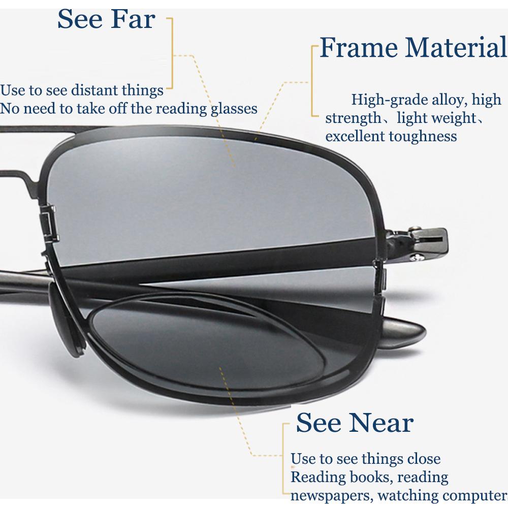 Bifocal Polarized Reading Sunglasses +0.75 +1 +1.5 +1.75 To +3.75 See Near and Far Retro Pilot Large Frame Polarized Sunglasses