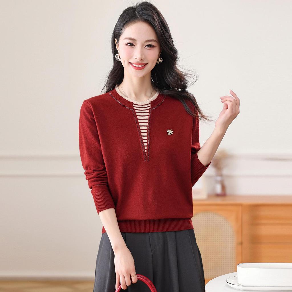Elegantes Damen-Strick-Zweiteiler für Frühling und Herbst - Stilvolle lockere Oberbekleidung für mittlere und ältere Jahre