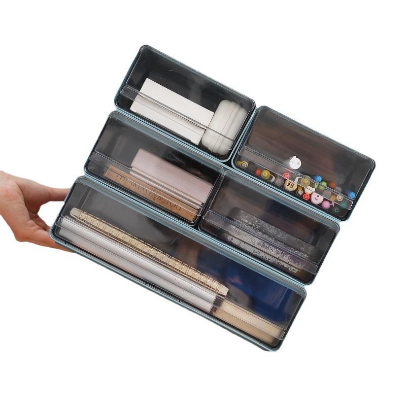 Transparent Multi-Grid Desk Organizer & Cosmetic Storage Drawer