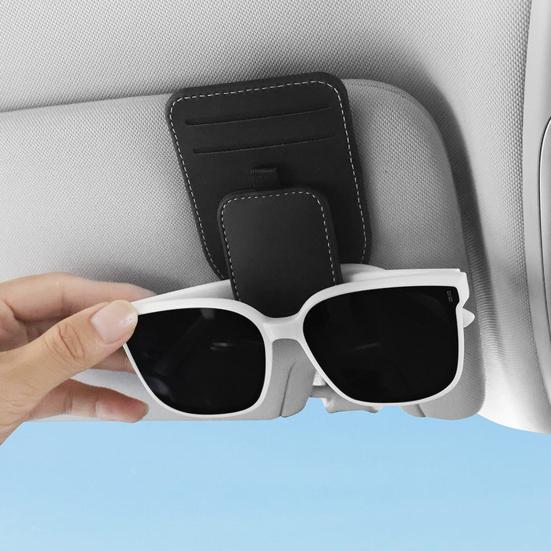 Magnetic Car Glasses Clip, Sunglass Holder for Sun Visor, Driving Sunglasses Clip with Card Holder for Car Interior Accessories