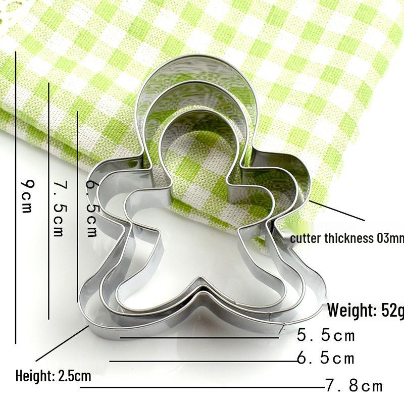 Stainless Steel Christmas Cookie Cutters: Snowflake, Tree, and Gingerbread Man