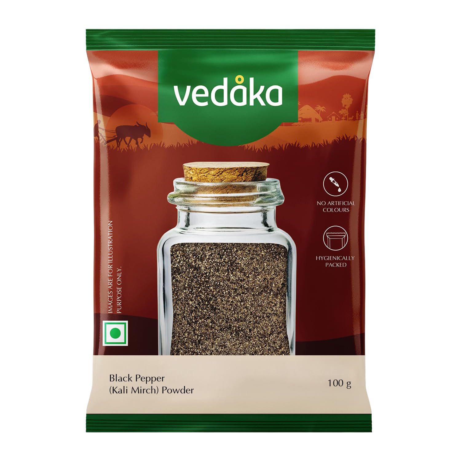 Amazon Brand - Vedaka Black Pepper Powder, 100 g (Kali Mirch)