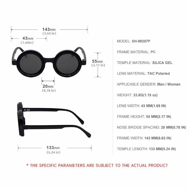 New ND Adjustable Zoom Round Frame Sunglasses Neutral Fashion UV400 Outdoor Driving Fishing Steampunk Style