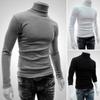 Herren Slim Knit Rollkragenpullover Modisches Langarm-T-Shirt Basisshirt