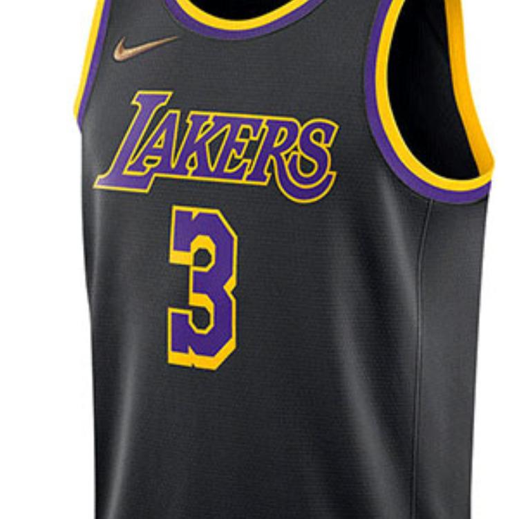 Nike NBA Lakers Fan Jersey 2020-21 Retro Davis No. 3 Men Tops Black CN9929-010