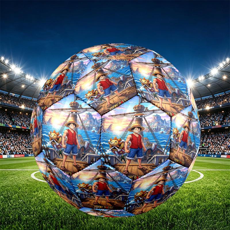 One Piece Print Size 5 Soccer Ball, PU Wear Resistant Football for Match Training and Daily Practice, Birthday Gift for Soccer Fans